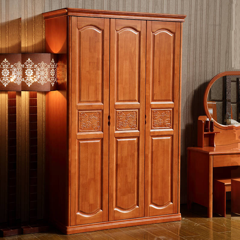 品尚美家 实木衣柜中式家具卧室储物柜大衣橱整体组合衣柜1802 五门