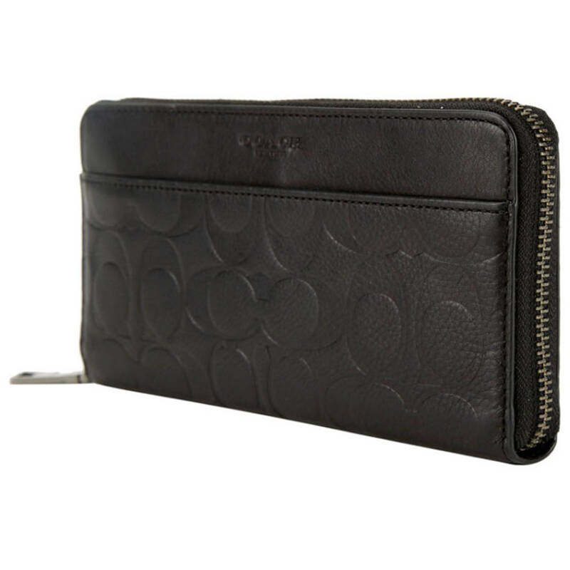 闪购自营 coach 蔻驰 男士纯色长款钱包 f74999 黑色