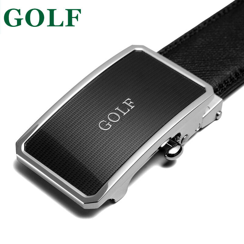 高尔夫golf头层牛皮男士皮带腰带自动扣 黑色