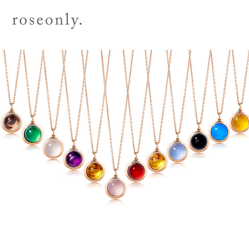 roseonly珠宝项链12星座生辰石18k玫瑰金项链生日礼物 高端情人节礼物