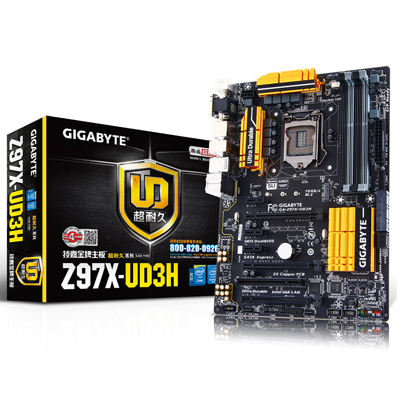 技嘉(gigabyte)z97x-ud3h主板 (intel z97/ lga1150)