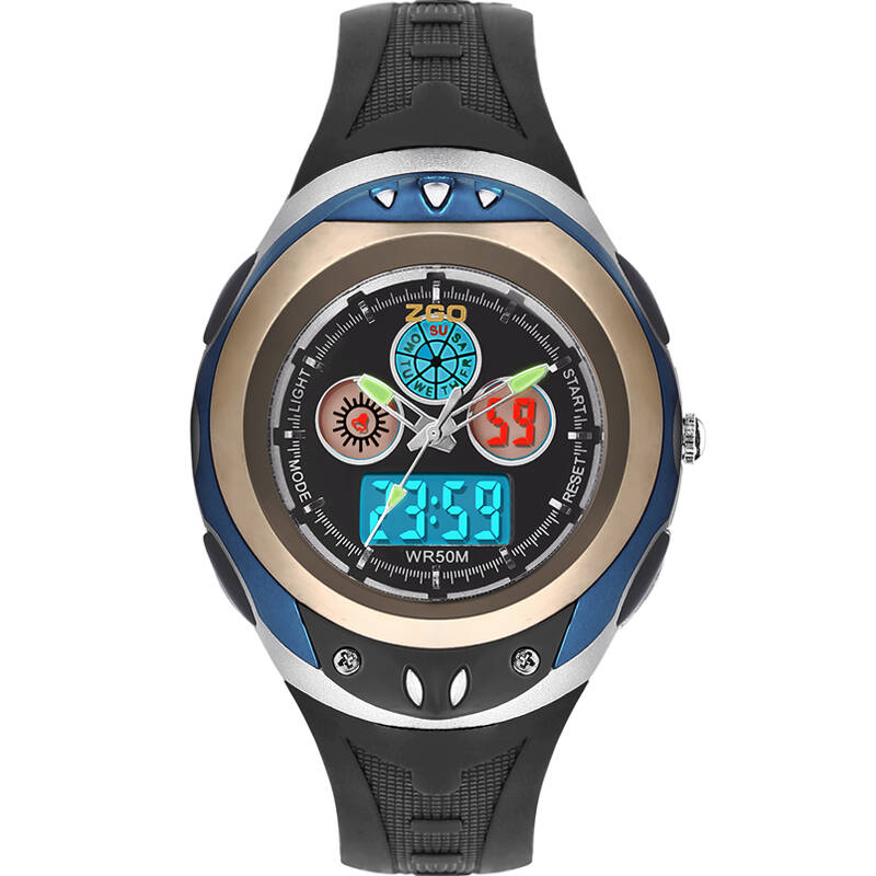 正港(zgo)儿童手表男孩多功能电子表防水夜光手表 学生户外运动表 灰