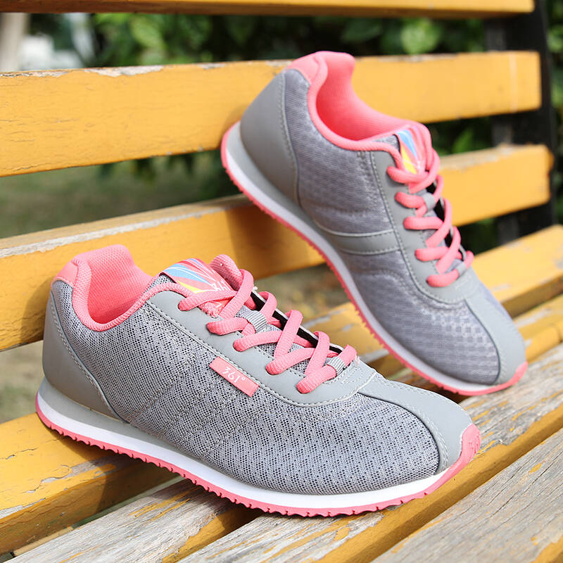 361女鞋新款女运动鞋跑步鞋韩版时尚潮流女生跑鞋 灰/粉 38 - 京东