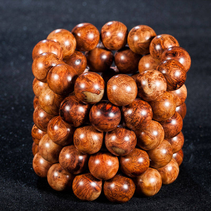 沐恩 手串sl24260 缅甸花梨手串18mm*13颗 瘤疤水波纹
