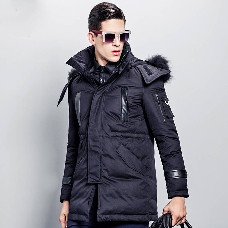 蚁族(antszone)羽绒服 男士中长款保暖羽绒服新款可脱卸帽外套男冬装