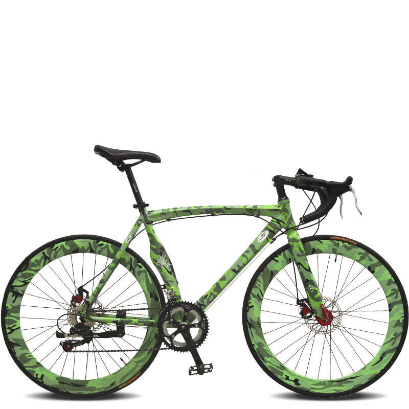 铝合金肌肉弯刀赛车14速公路车弯把碟刹公路赛车自行车 草绿色 46