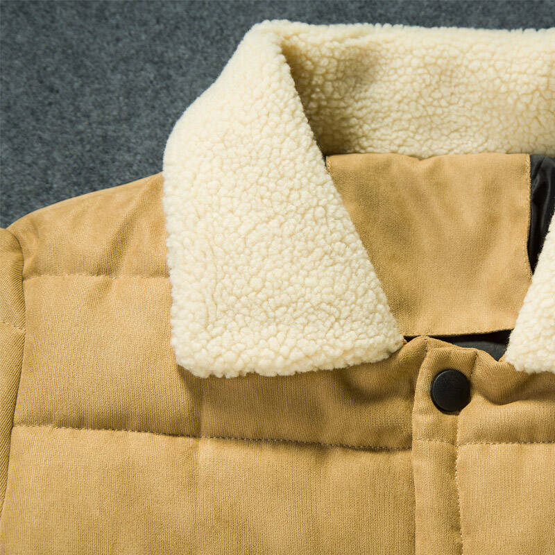 2015新款棉衣毛领时尚棉衣外套加厚棉服 深卡其布色 m