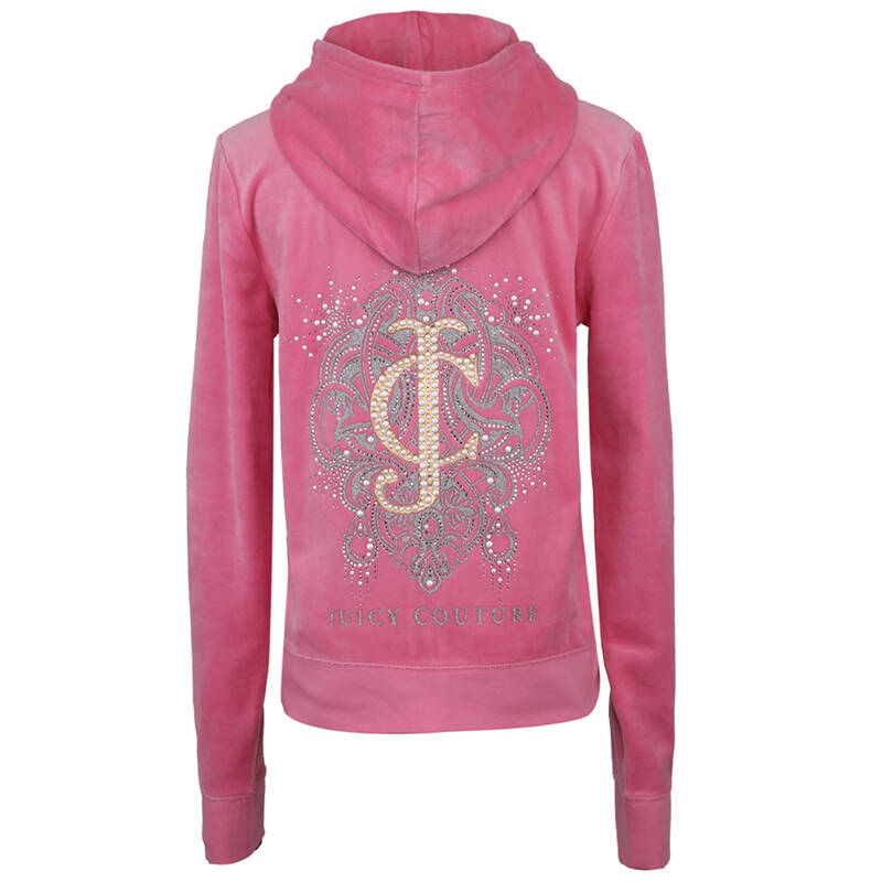 juicy couture 橘滋 粉色天鹅绒运动衣休闲上衣 wtkt34663-489-m