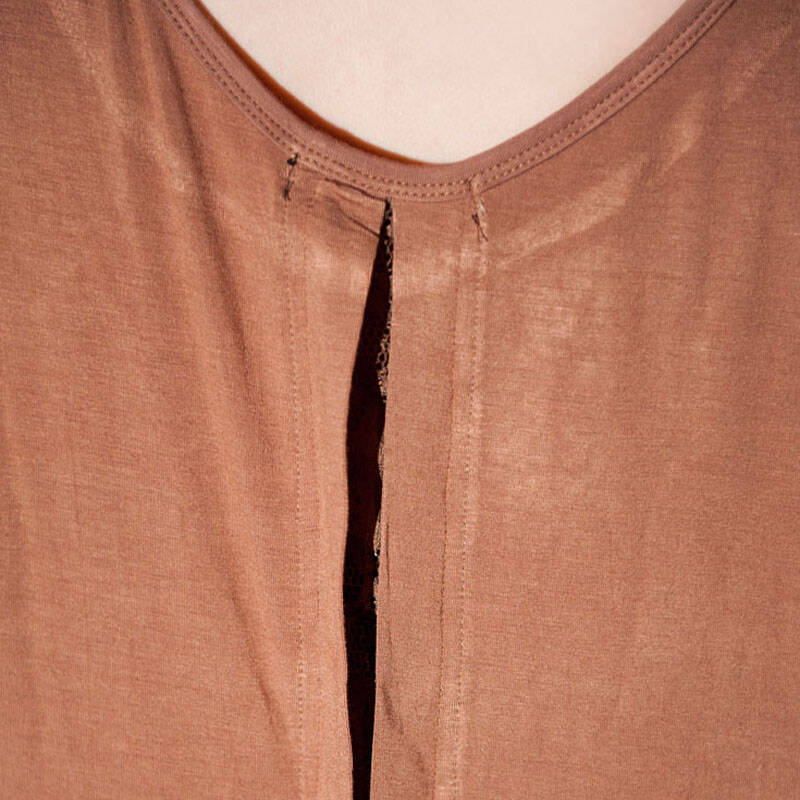 哒哇依 秋冬韩版后背蕾丝条纹设计宽松t恤 深卡其布色 均码