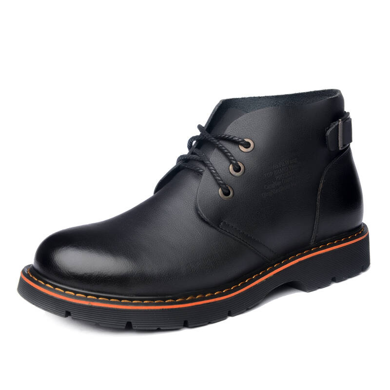 金狼王 真皮男鞋潮流男士马丁靴英伦皮鞋男短靴时尚工装靴男军靴 黄色