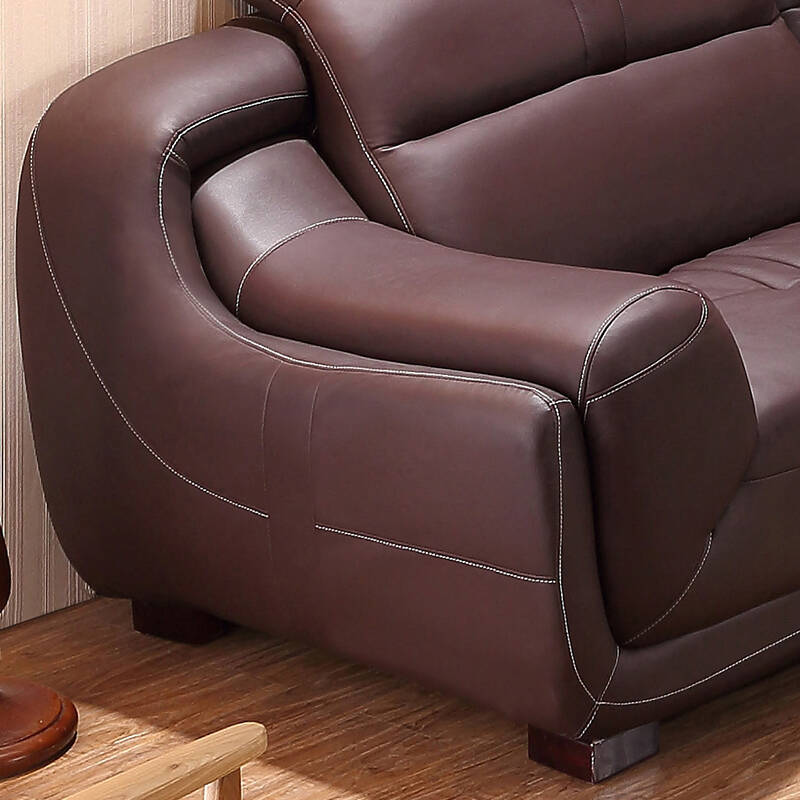 头层牛皮客厅组合沙发 大小户型皮艺时尚沙发 咖啡色 进口真皮 双扶手