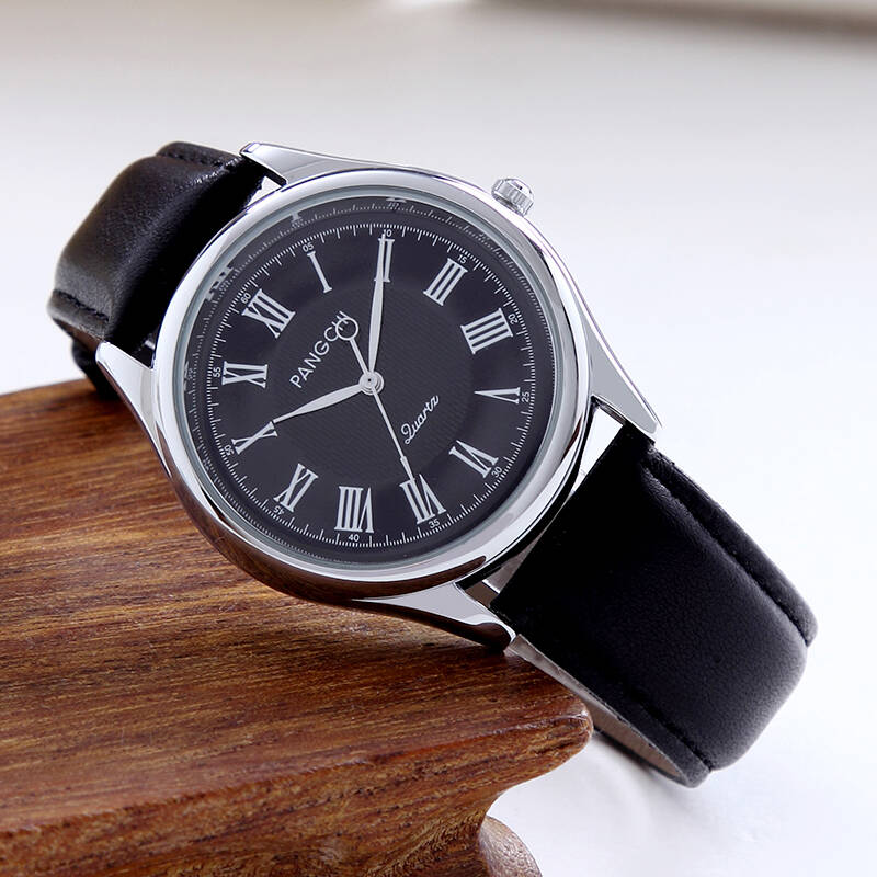 鹏志(pangchi)男表 男士皮表带手表 简约复古罗马刻度 进口机芯时尚