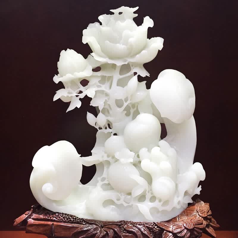 碧玉尊 和田玉羊脂玉摆件 白玉花开富贵【已售】