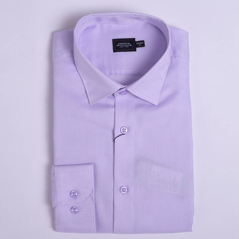 美国箭牌arrow2015款男士商务正装纯棉免烫纯色长袖素色衬衫 浅紫色lp