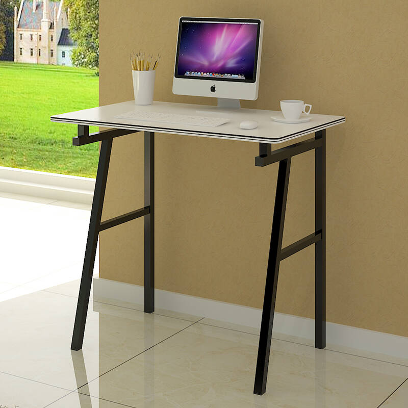 欧意朗台式电脑桌简约书桌组合笔记本桌子 80厘米白色 有键盘板有主机