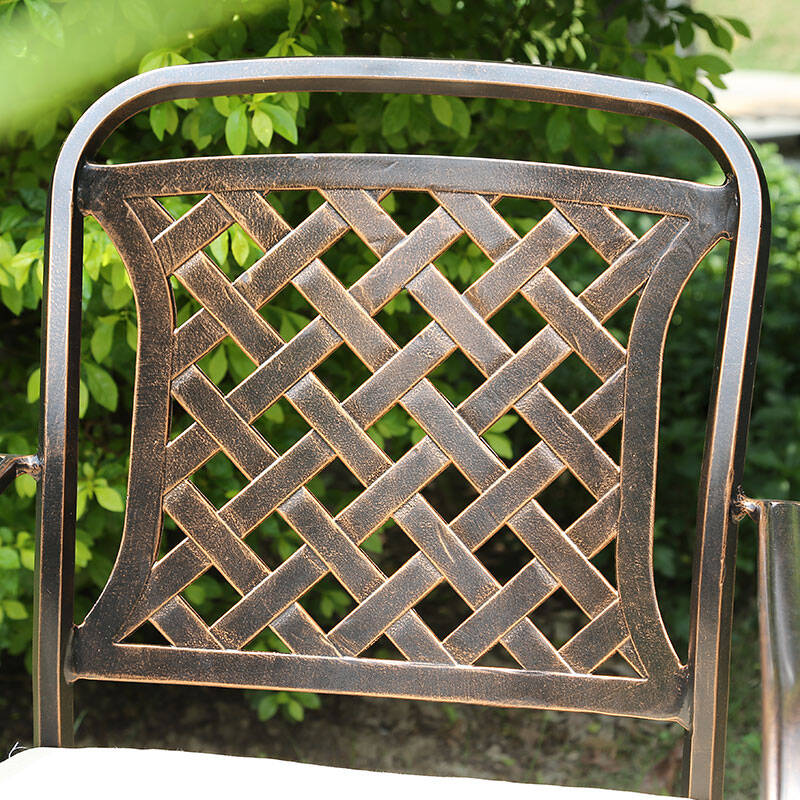 休闲庭院花园桌椅户外铁艺桌椅五件套组合桌椅 一桌六(椅古铜色)含垫