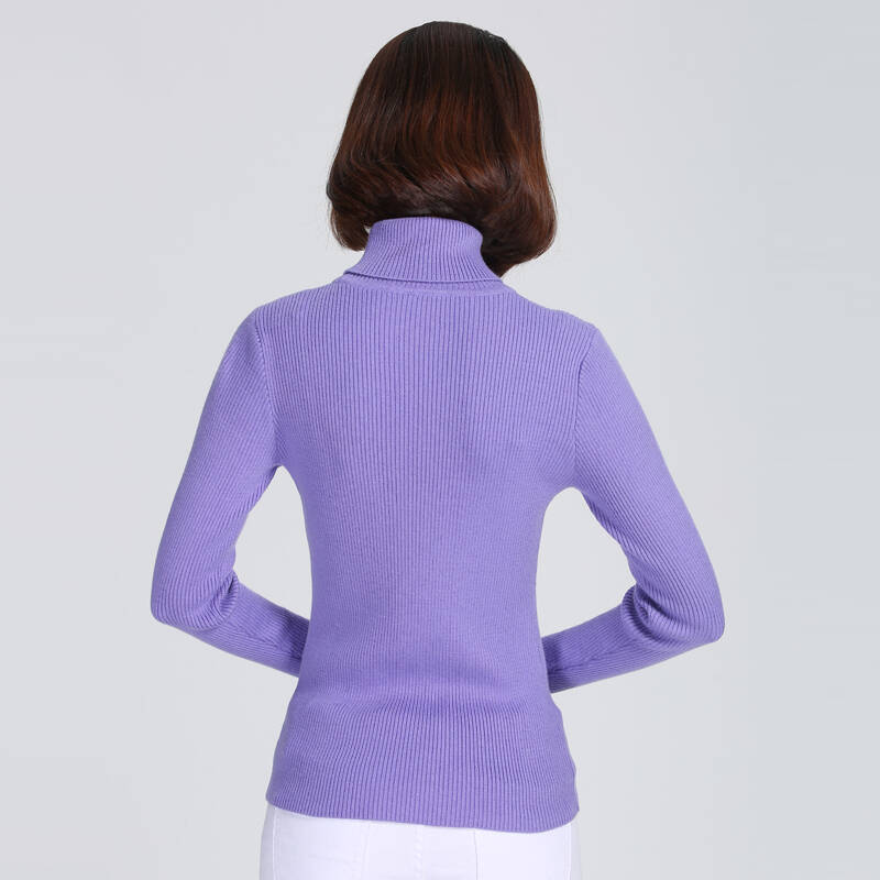 秋冬新款女士修身高领打底衫女秋冬针织衫女套头韩版羊绒衫 b142 雪青