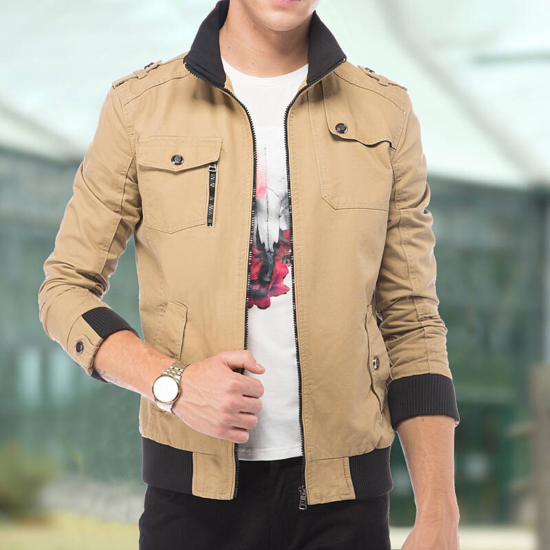 秋季工装立领夹克男 韩版休闲男装 薄外套修身休闲jacket男2188-1