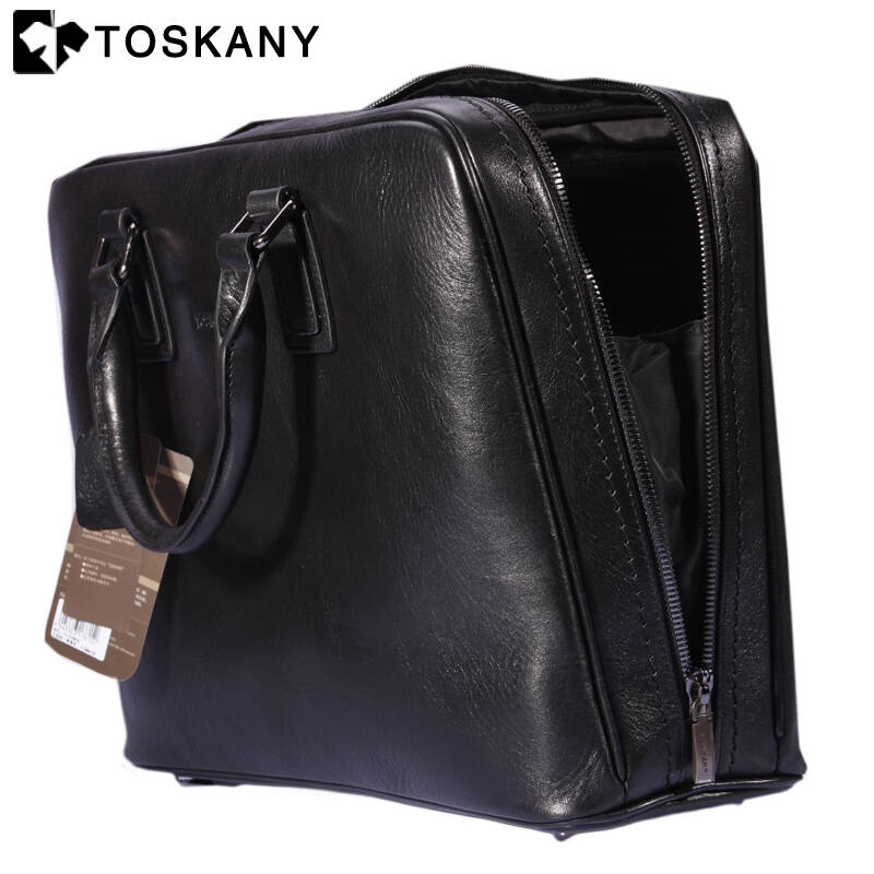 托斯卡尼(toskany)男士真皮电脑包商务手提包横款公文包头层牛皮油蜡