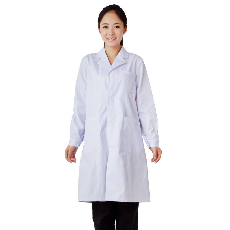 long白大褂 女长袖医师服 医生工装实验室工服 医院药店工作服 白色女