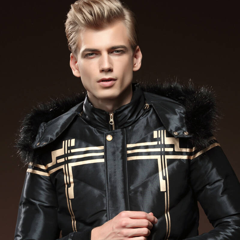 凡转2015冬季男士长袖连帽休闲外套保暖夹棉修身 羽绒服男510066 黑色