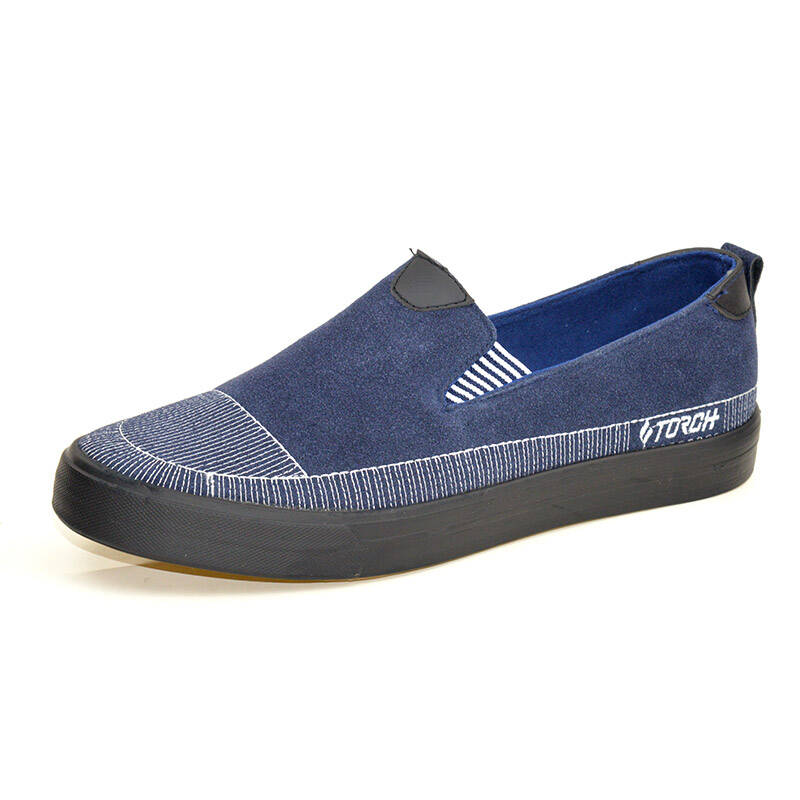 火炬牌春季新款上市男鞋帆布鞋一脚蹬男式鞋运动鞋低帮 蓝色 44