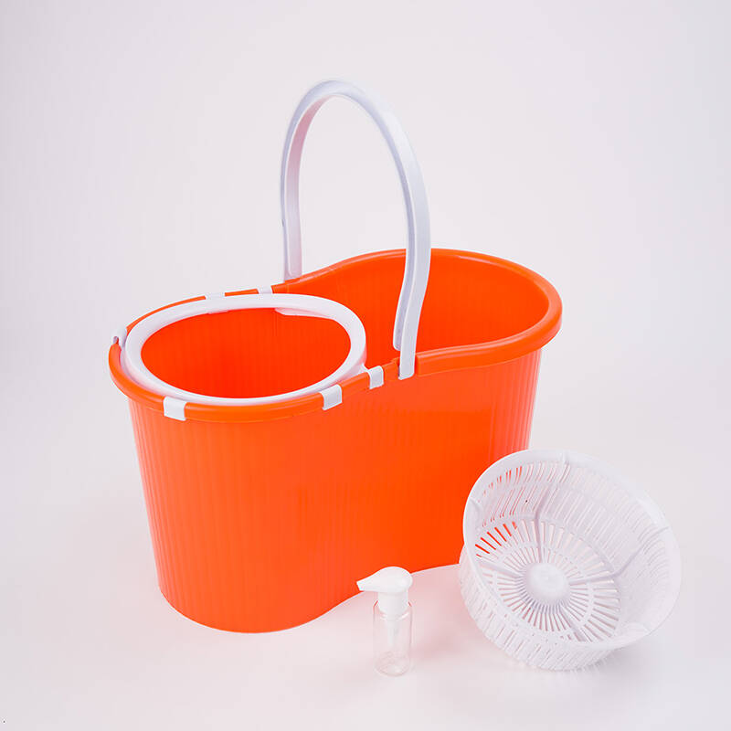 山景 拖把 手压式双驱动旋转大甩干 8字拖把桶 橙色 长46*宽27*高26.