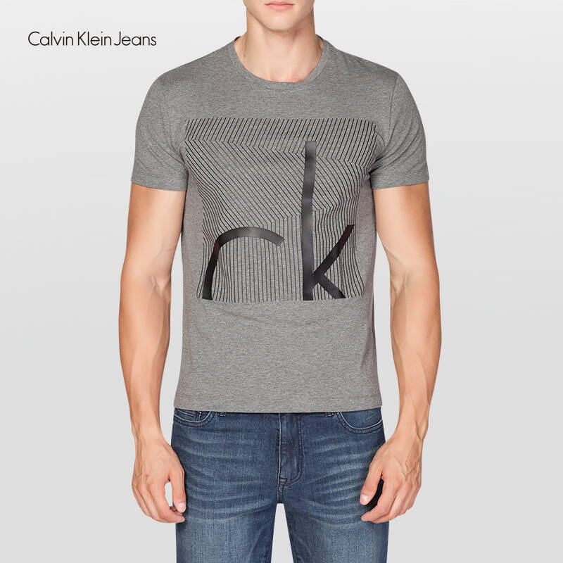 calvin klein jeans/ck 男士休闲短袖t恤j302949 025-灰色 l