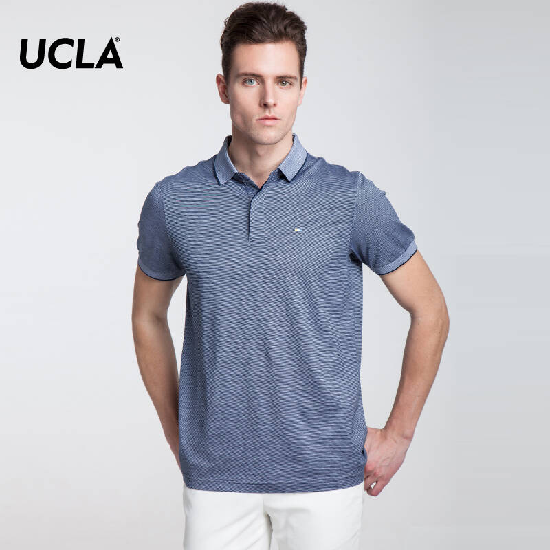 ucla 2015年夏季新品 男装休闲经典学院风风 丝光棉翻领短袖polo 灰色