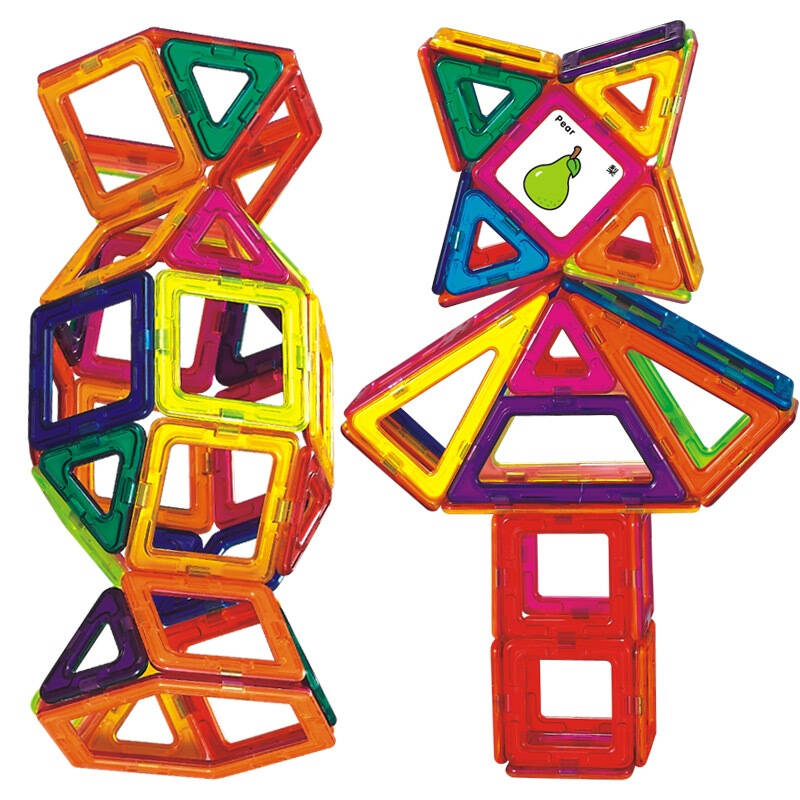 片 建构片儿童早教益智百变提拉3d教具 磁力棒魔磁性铁立体拼装拼插
