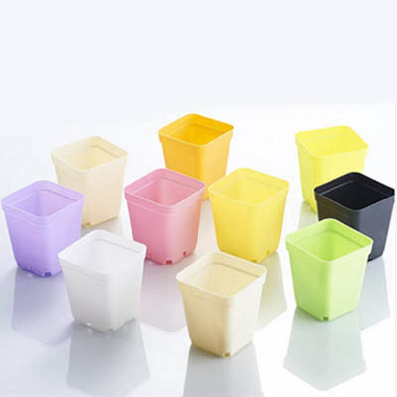 御春阁 七彩花盆 彩色塑料 方形小花盆 口径7cm 七彩花盆-天蓝色