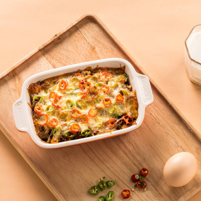 heike 创意陶瓷法式烤箱烘焙焗饭碗披萨盘6英寸双耳芝士烤碗烤盘 热火