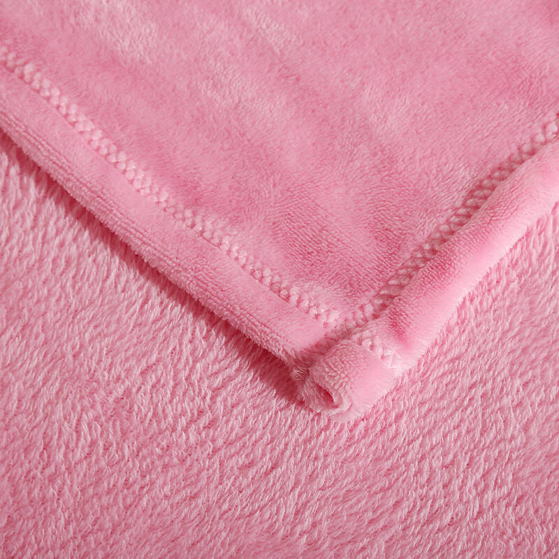 鹊鸣夏凉毯子法莱绒毯子卡通毯子纯色毯子毛毯夏凉被 淡粉色 120*200