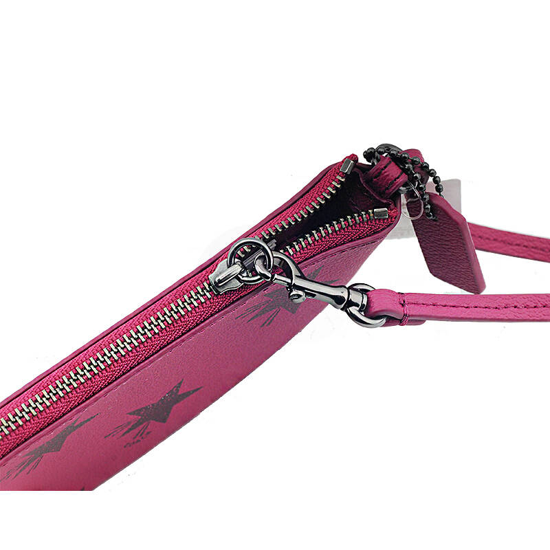 蔻驰(coach)女士牛皮经典手拿包手腕包手包女包f64239 蔓越莓色印花