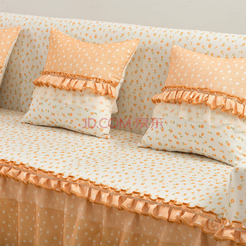 晚歌棉麻防滑全盖沙发垫沙发巾 春暖花开 200*370cm-四人座