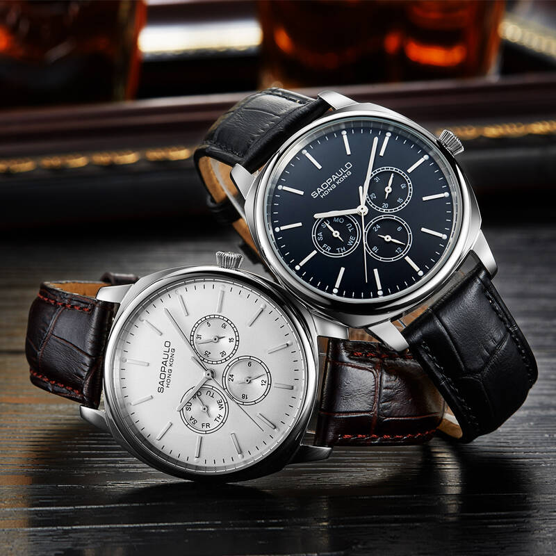 圣宝罗(saopaulo)男士手表石英名表超薄防水真皮带男生商务休闲学生