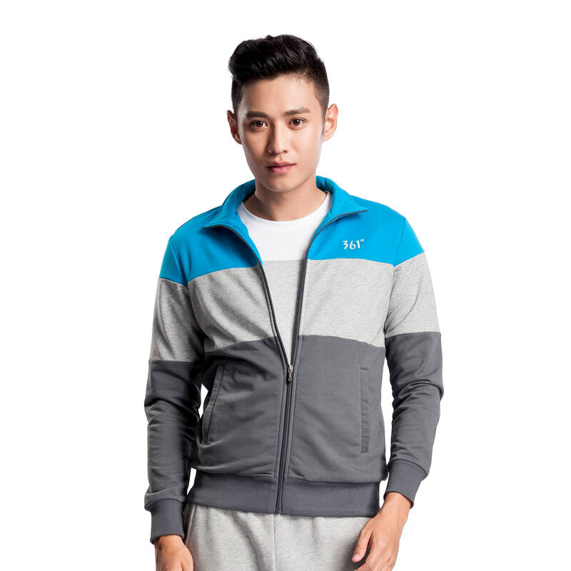 361度运动外套361男装春季综训运动卫衣时尚撞色修身短款 551434610