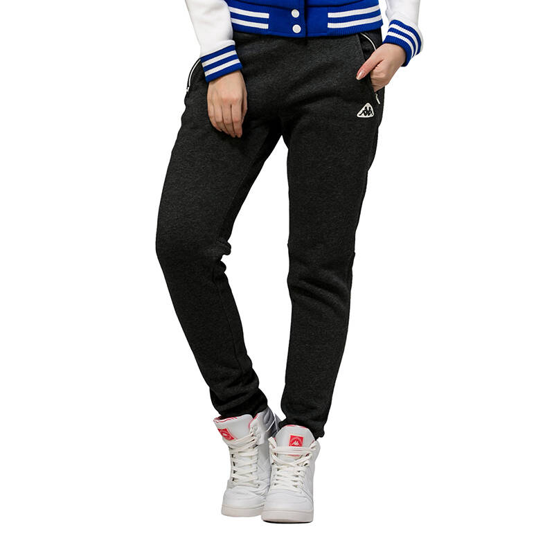 kappa背靠背女运动长裤修身卫裤小脚裤宽松长裤 卡帕 k0562ak08 深灰