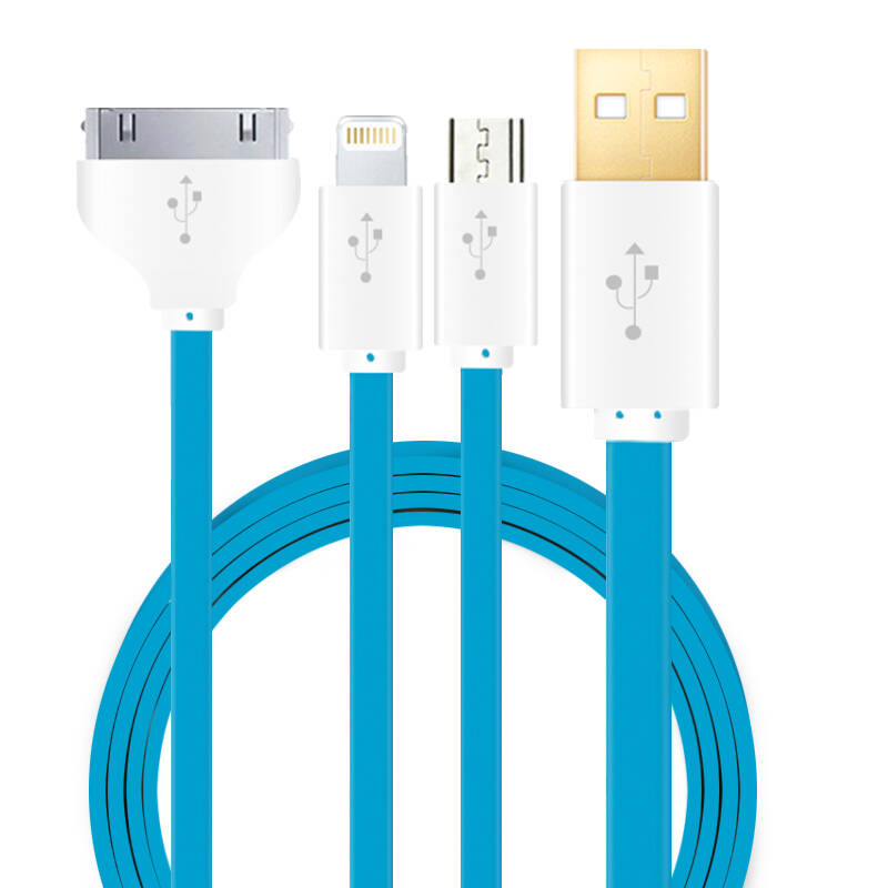 鑫京都 苹果安卓多头一拖三合一面条数据线iphone4s手机6plus usb充电