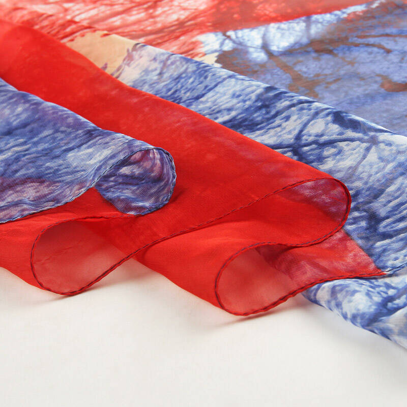 西子映香 丝巾长款女士雪纺沙滩巾加长加大空调纱巾披肩两用 凌云大红