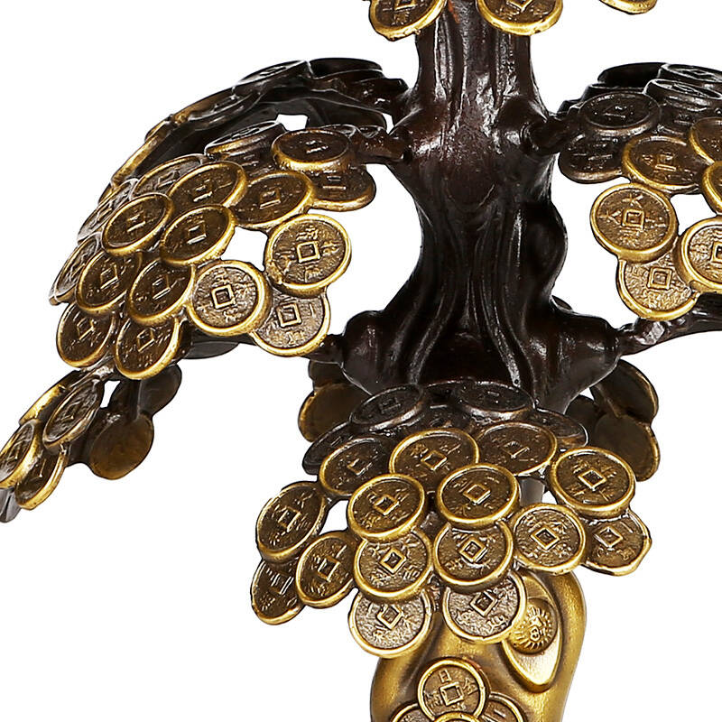 吉善缘 八卦招财树铜钱摇钱树摆件开业礼品0851 黄铜