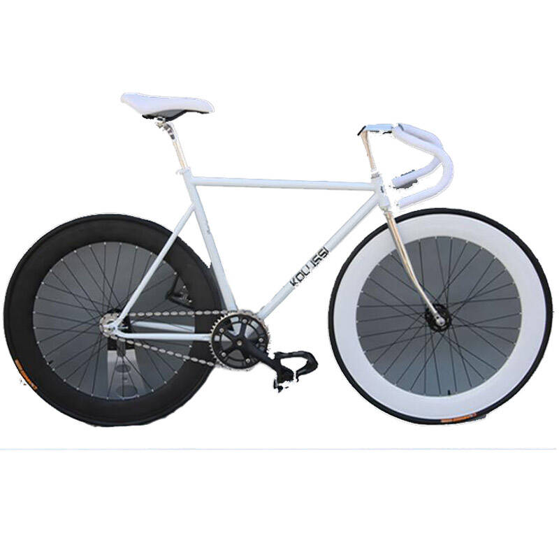 特色个性自行车公路赛车死飞自行车竞速款铬钼钢车架70大刀圈羊角把