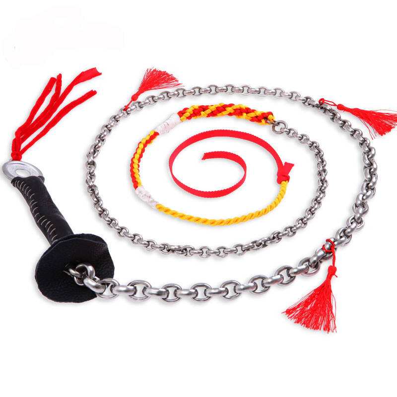 中华麒麟鞭健身鞭螺母鞭响鞭比赛不锈钢麒麟鞭纯手工制作 白色 如图