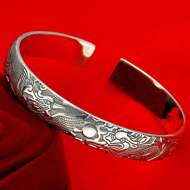 唯一(winy)990足银泰银 龙凤共舞 手镯 46g 213sz6