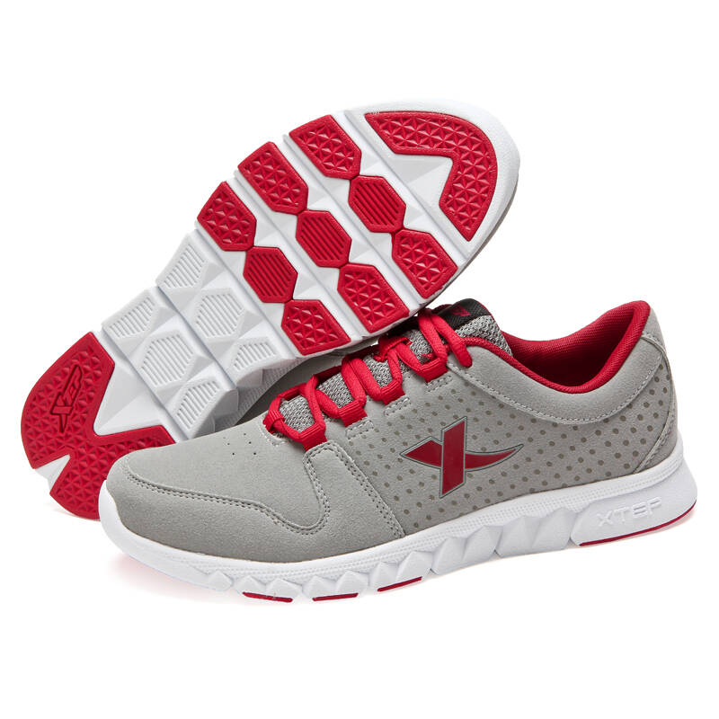 特步(xtep)复古时尚运动旅游男休闲鞋987419329707 灰红40