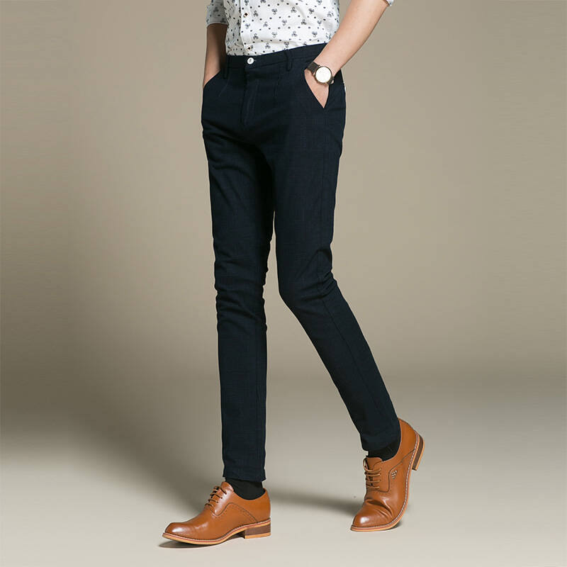 婕服装店*2015秋冬新款英伦男修身休闲裤男士长裤子时尚男装 黑色 29