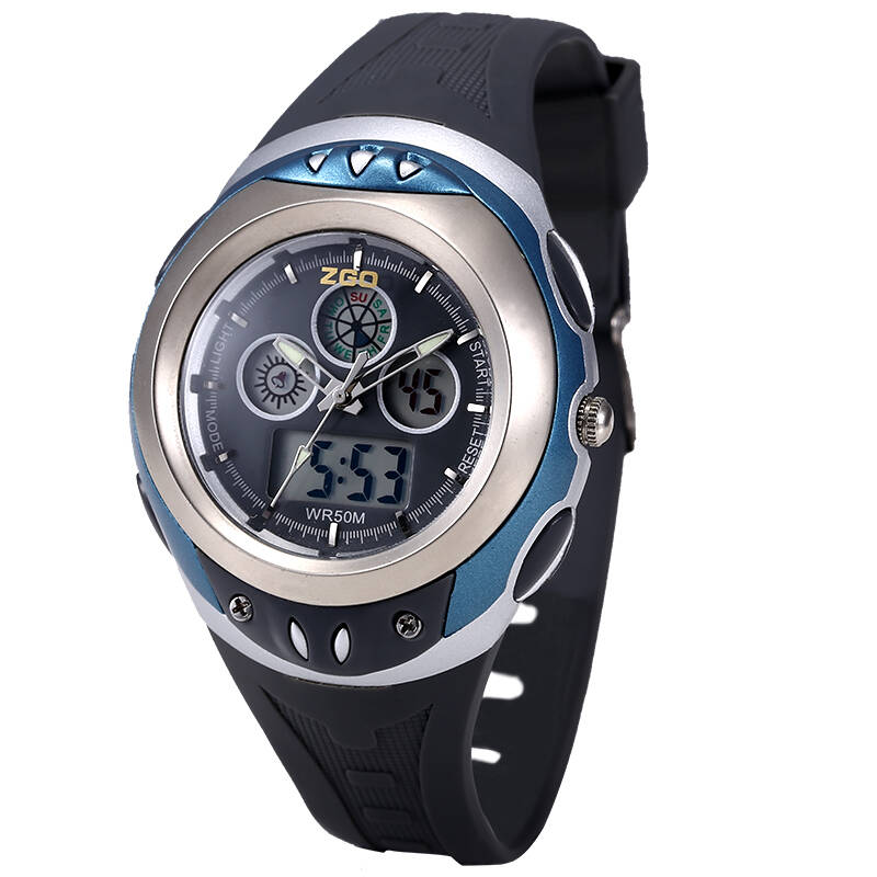 正港(zgo)儿童手表男孩多功能电子表防水夜光手表 学生户外运动表 灰