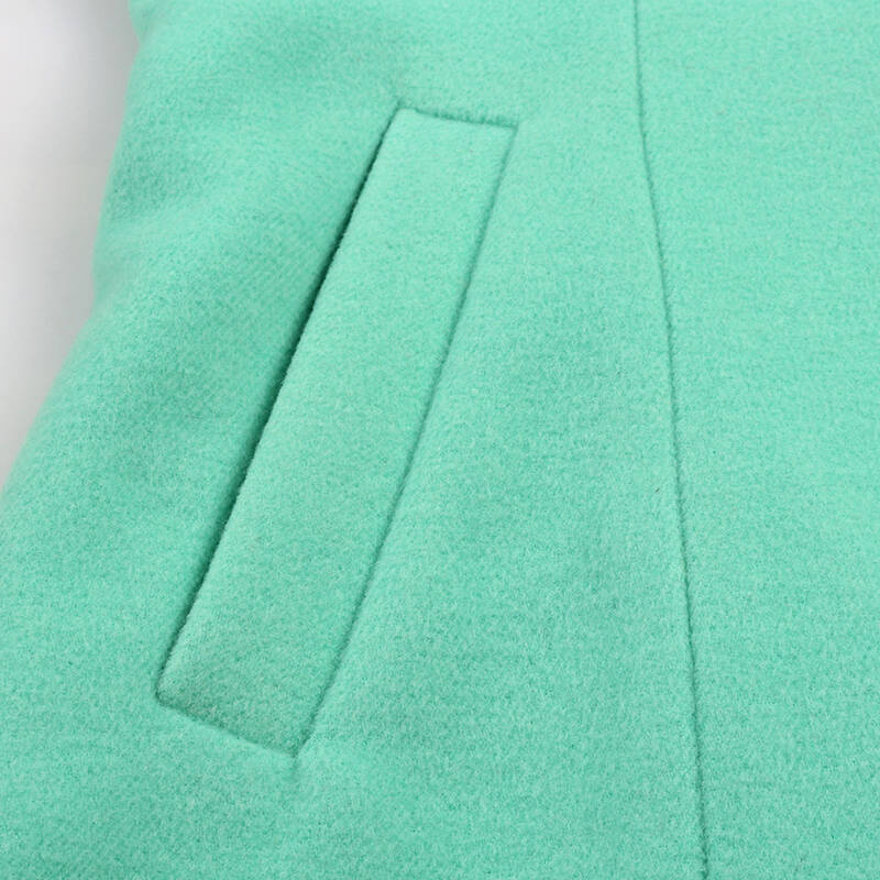 青木三色冬装毛呢大衣外套女送毛领q40b36115 绿色 m