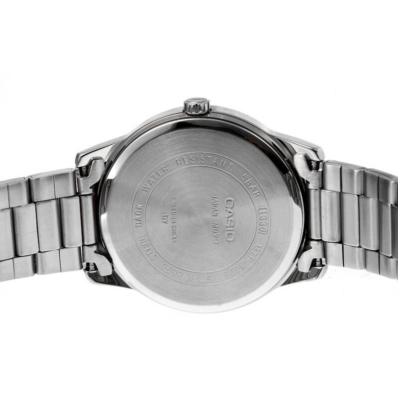 卡西欧(casio)男表 商务休闲简约石英手表 白盘钢带mtp-1303d-7b