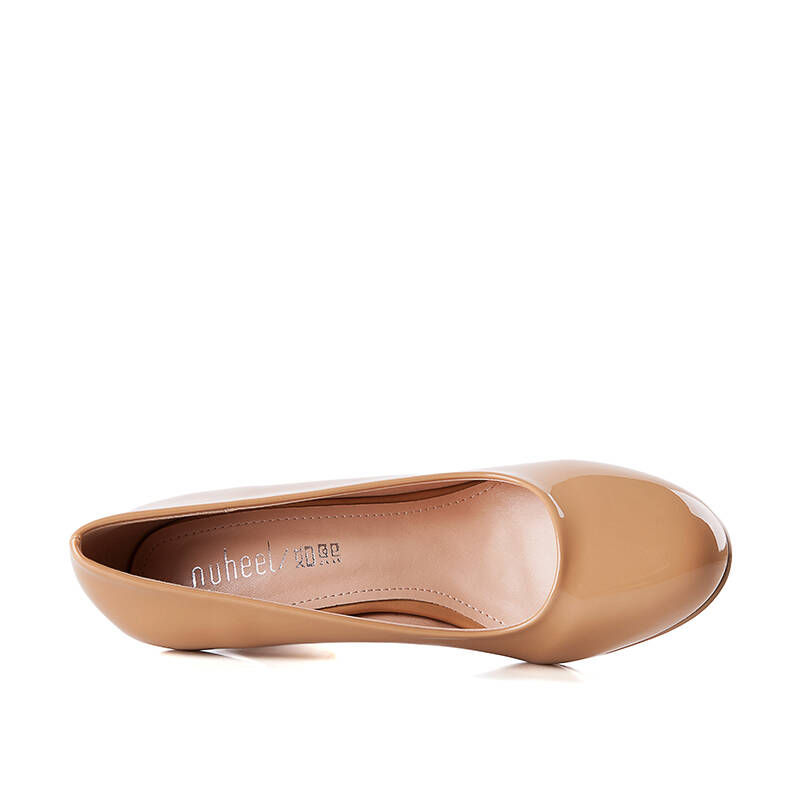 如熙2015新款浅口单鞋女ol糖果色高跟鞋粗跟圆头通勤女鞋140623 亚麻